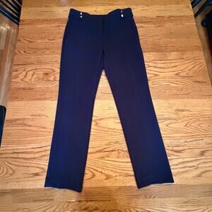AT Loft Straight Leg Navy Marisa 0 with Gold Buttons Nautical Office Dressy